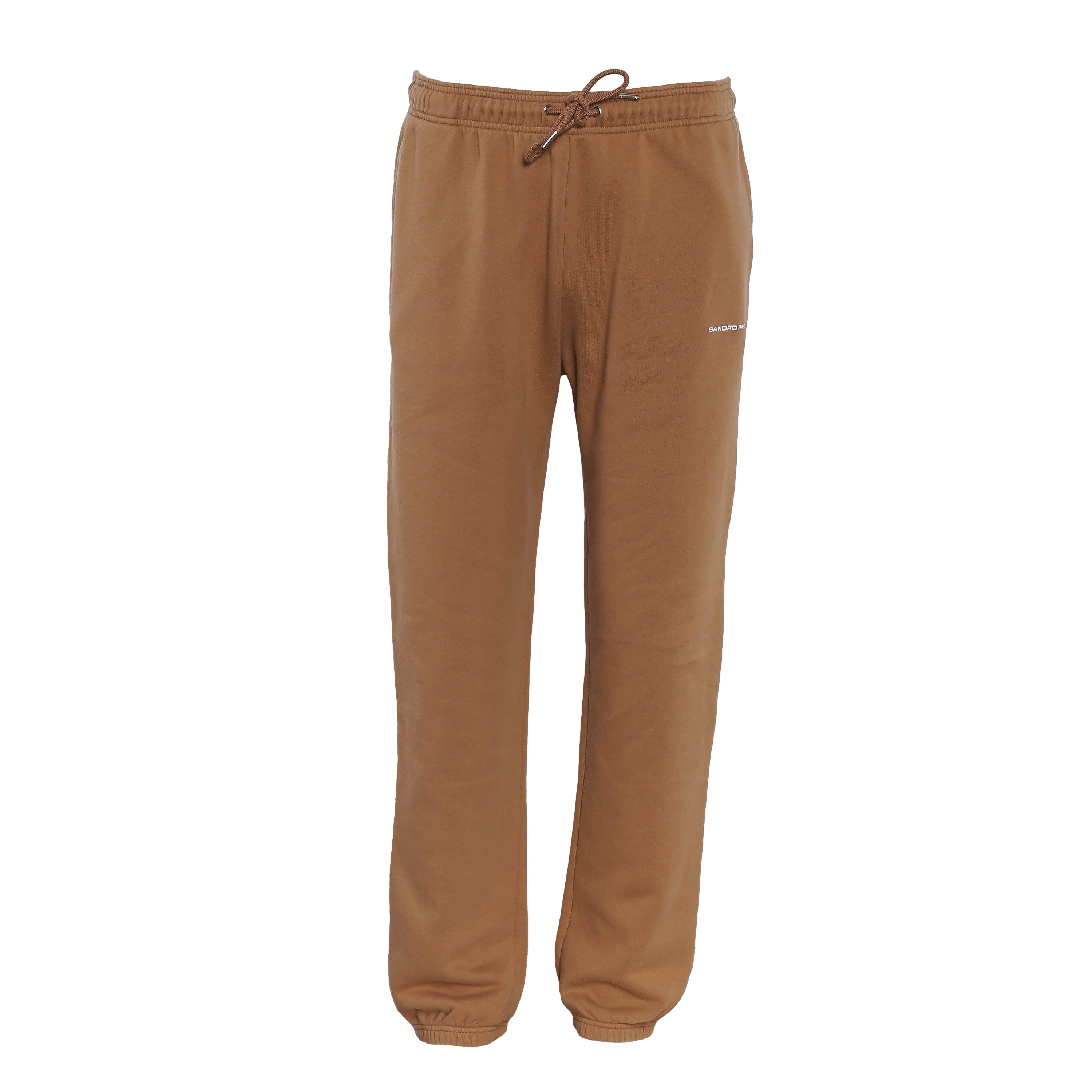 Sandro Men's Brown Embroidered Logo Fleece Jogging Trousers Size L SHPJO00051
