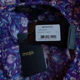 Maje Women's Purple Floral Viscose Long Sleeve Blouse Size 1 S 8 MFPTO00782