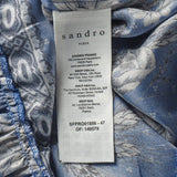 Sandro Women's Blue Floral 100% Silk Short Dress Size 36 FR 8 UK 4 US SFPRO01856