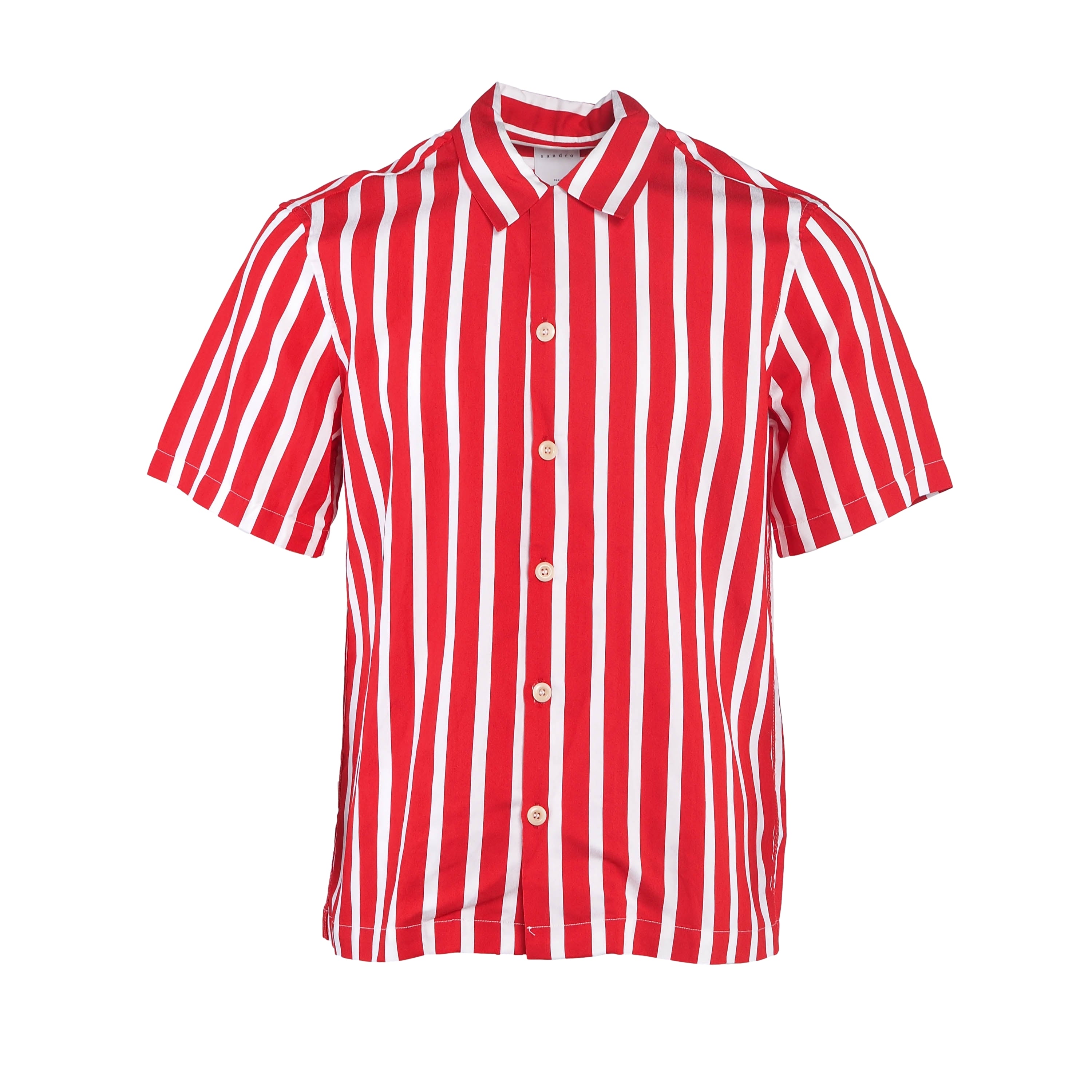 Sandro Paris Men's Red Striped Short Sleeve Shirt Size S C11592S