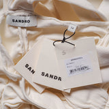 Sandro Damen-Midi-Kleid in Ecru mit „ Strick “-Rüschen, Größe 34 FR, 6 UK, 2 US, SFPRO03028