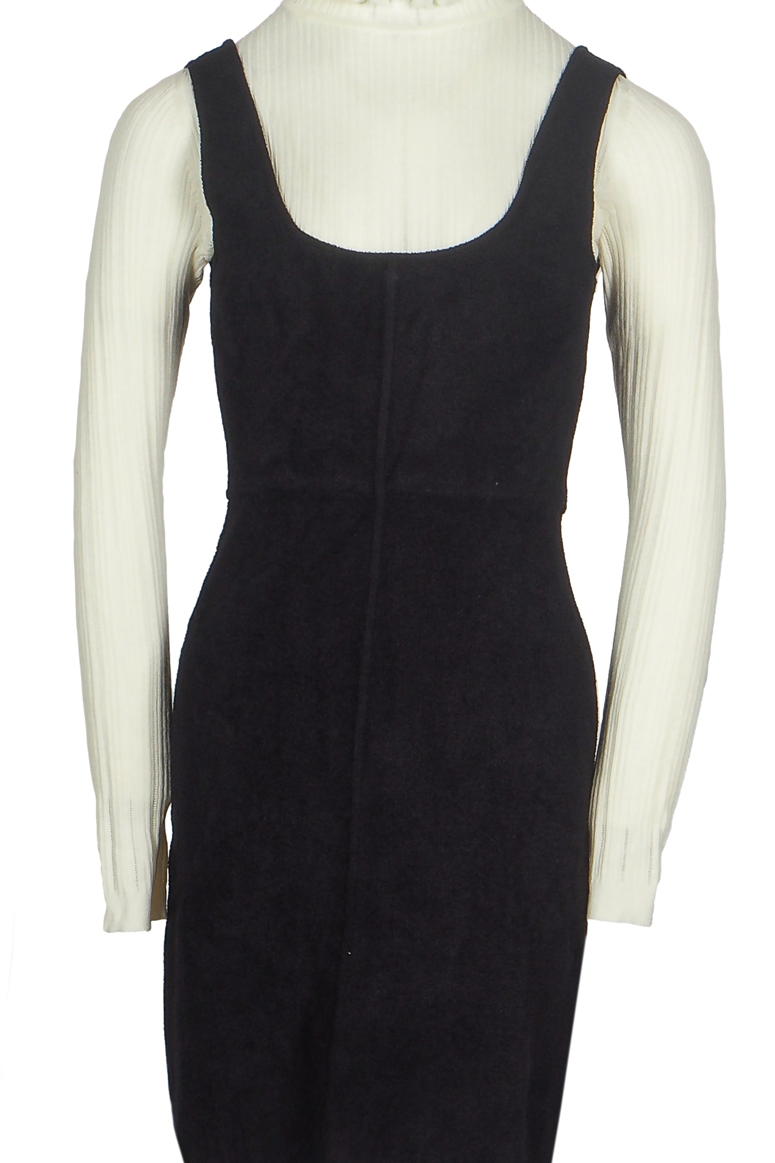 Sandro Damen-Kleid im Latzkleid-Stil, schwarz, aus einer Mischung aus Wolle , Größe 40, FR 12, UK 8, US SFPRO03263