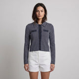 Sandro Damen-Strickpullover mit Kragen, marineblau, „ Strickjacke “, Größe 36 (FR), 8 (UK), 4 (US), Artikelnummer SFPCA00575