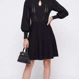 Sandro Women's Black Pointelle Knit Short Dress Size 38 FR 10 UK 6 US SFPRO01977