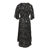 Maje Schwarzes Midi-Kleid für Damen mit V-Ausschnitt und Pailletten, Größe 36 (FR), 8 (UK), 4 (US), Artikelnummer MFPRO01578