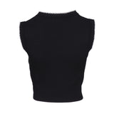 Sandro Women's Black Beaded Knit Cropped Top Size 38 FR 10 UK 6 US SFPPU02232