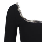 Sandro Damenkleid in A-Linie, schwarz, mit Strasssteinen, Größe 34FR, 6UK, 2US, SFPRO02695