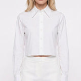 Sandro Paris Weißes, kurzes Damen-Shirt aus 100 % Baumwolle, Größe 3 L, 12 SFPCM00970