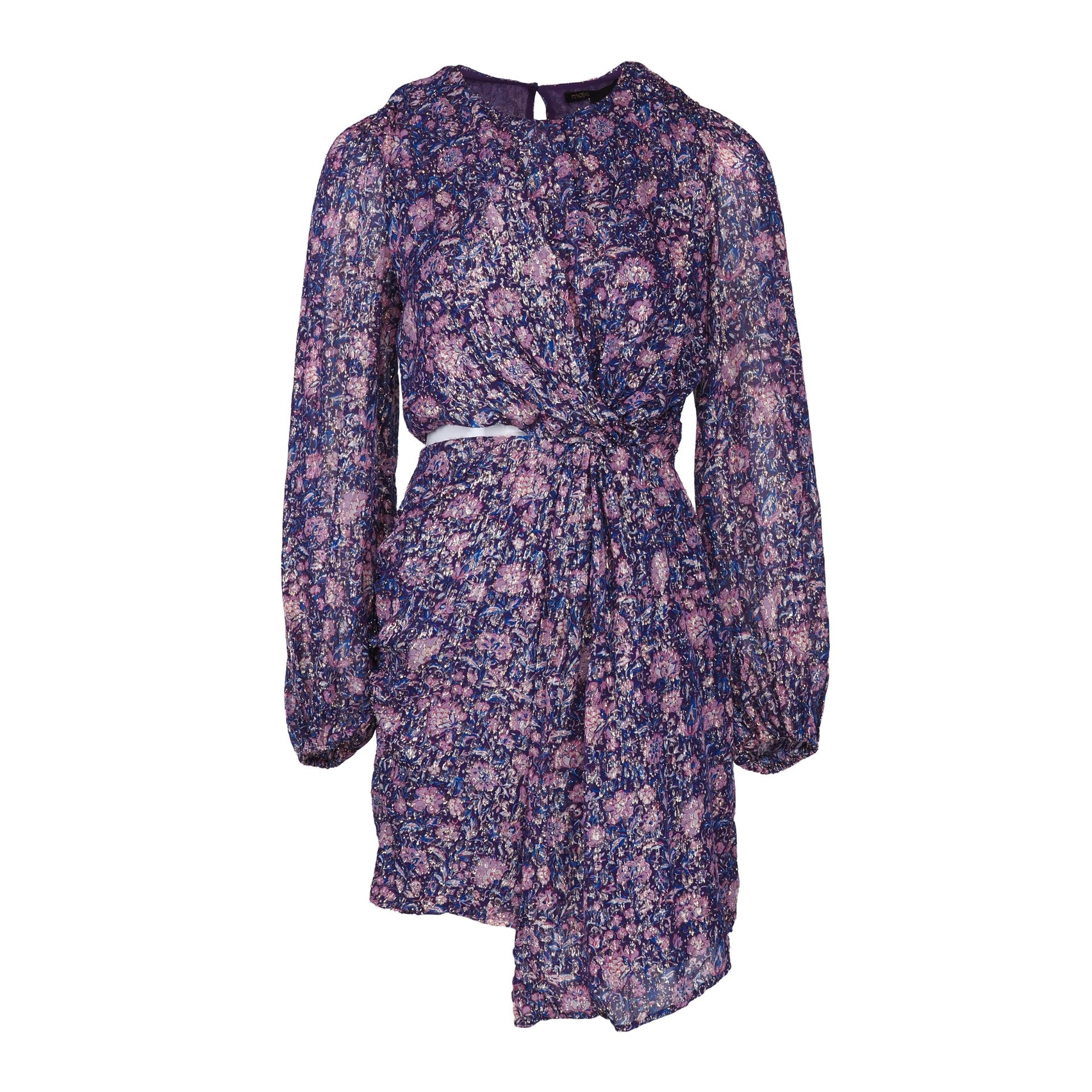Maje Women's Purple Floral Short Viscose Dress Size 38 M 10 MFPRO02597