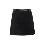 Maje Women's Black Velvet Vinyl Tweed Short Skirt Size 36 FR 8 UK 4US MFPJU00889