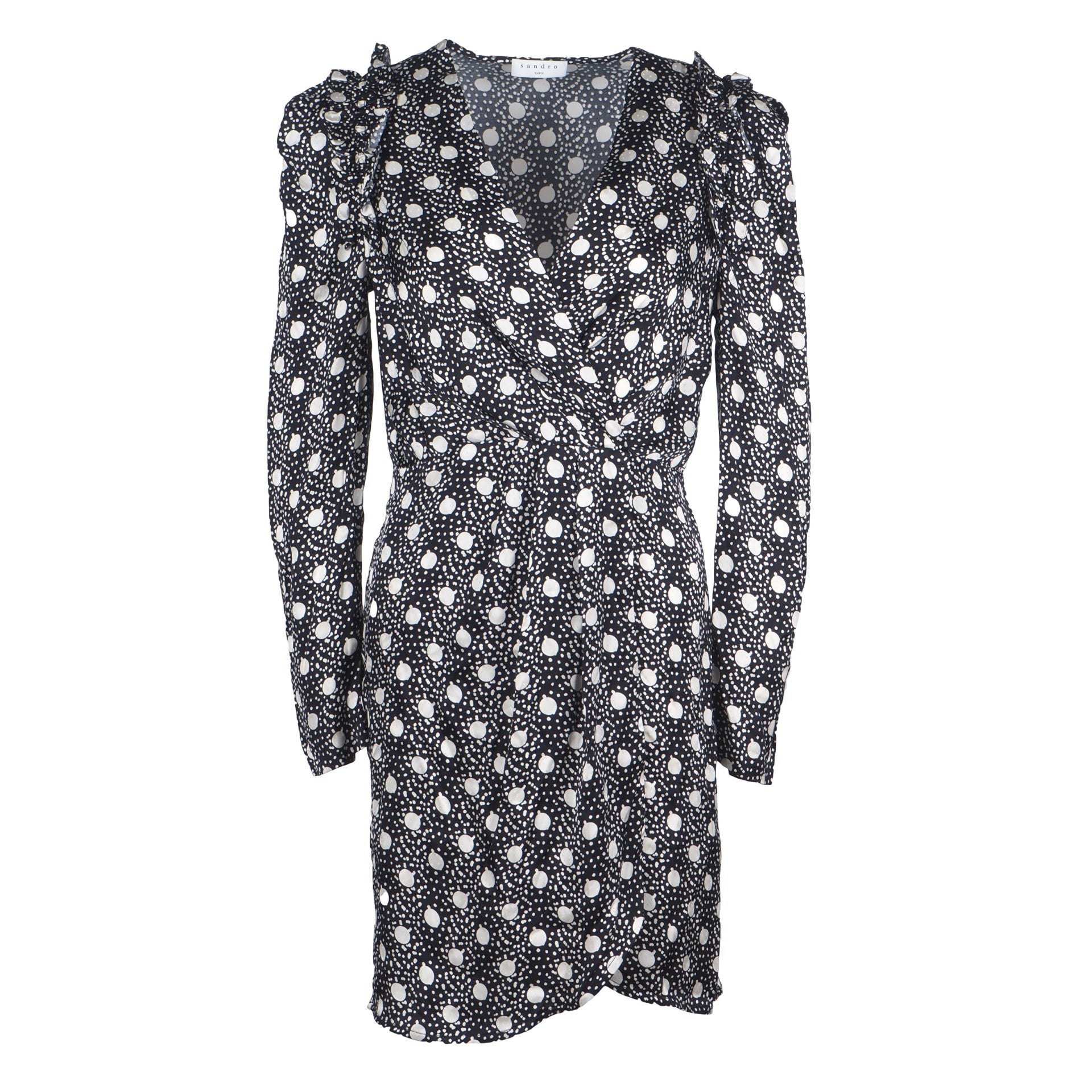 Sandro Women's Black Printed Viscose Short Dress Size 36 FR 8 UK 4 US SFPRO02039