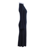 Sandro Damen-Midi-Kleid aus gestrickter Wollmischung in Marineblau, Größe 38 (FR), 10 (UK), 6 (US), Art.-Nr. R2637H