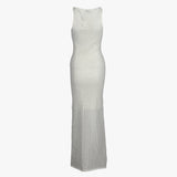 Sandro Women's Ecru Knit Rhinestones Long Dress Size 38 FR 10 UK 6 US SFPRO03476