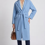 Maje Women's Light Blue Wool Blend Belted Coat Size 36 FR 8 UK 4 US MFPOU00935