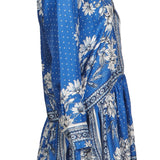 Sandro Women's Blue Floral 100% Silk Short Dress Size 36 FR 8 UK 4 US SFPRO01856