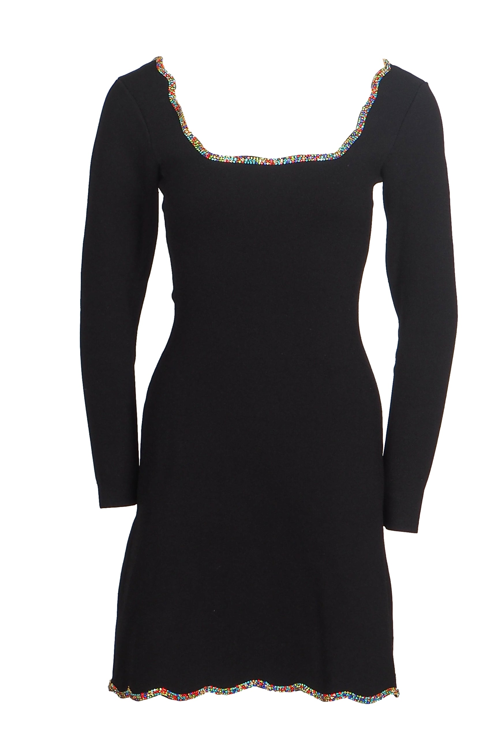 Sandro Paris Women's Black Rhinestones Short Dress Size 38FR 8UK 4US SFPRO03314
