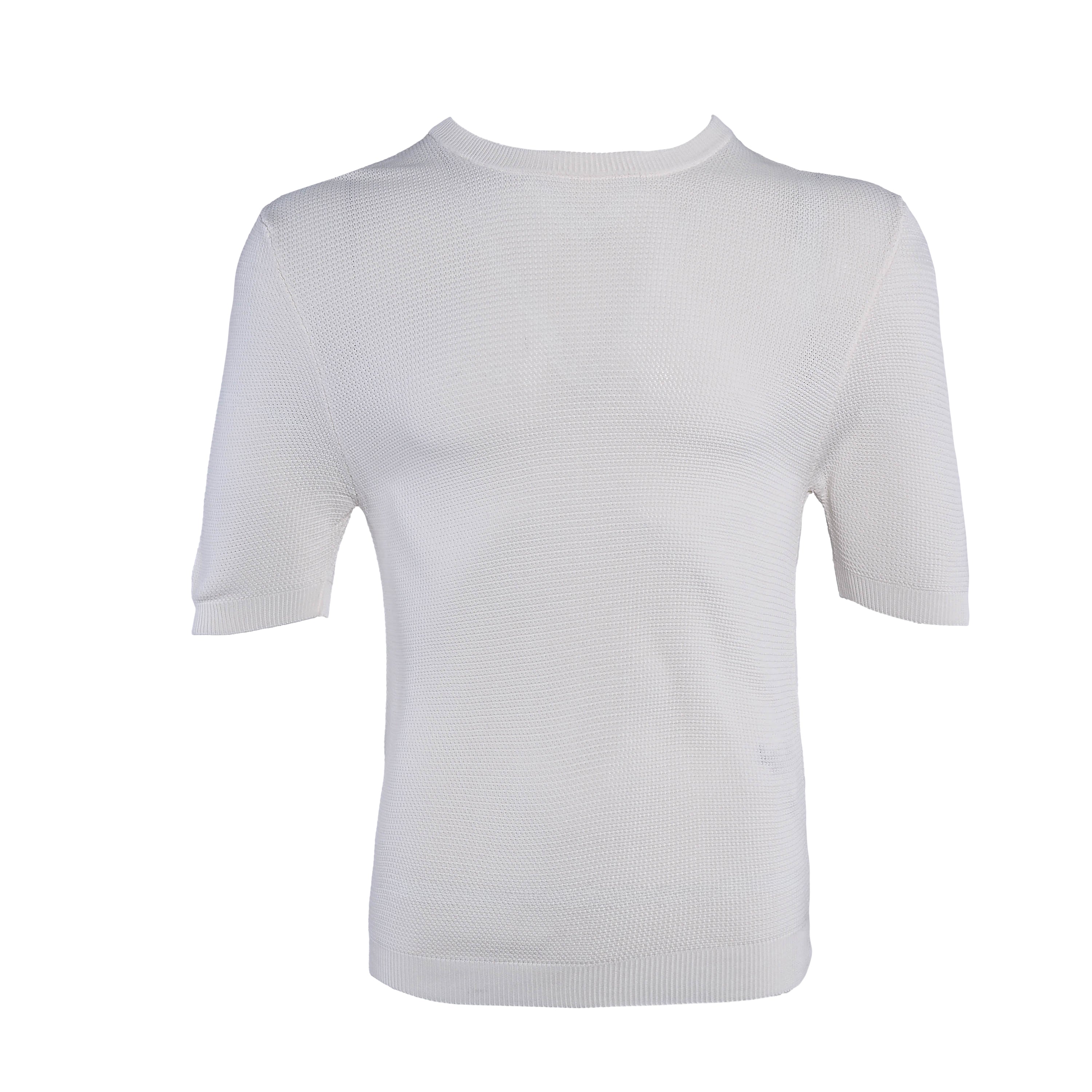 Sandro Men's Ecru Knit Short Sleeve Viscose T-Shirt Size S SHPTR00152