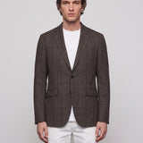 Hackett London Men's Brown Check Wool Blend Suit Jacket Size 40 L HM443002
