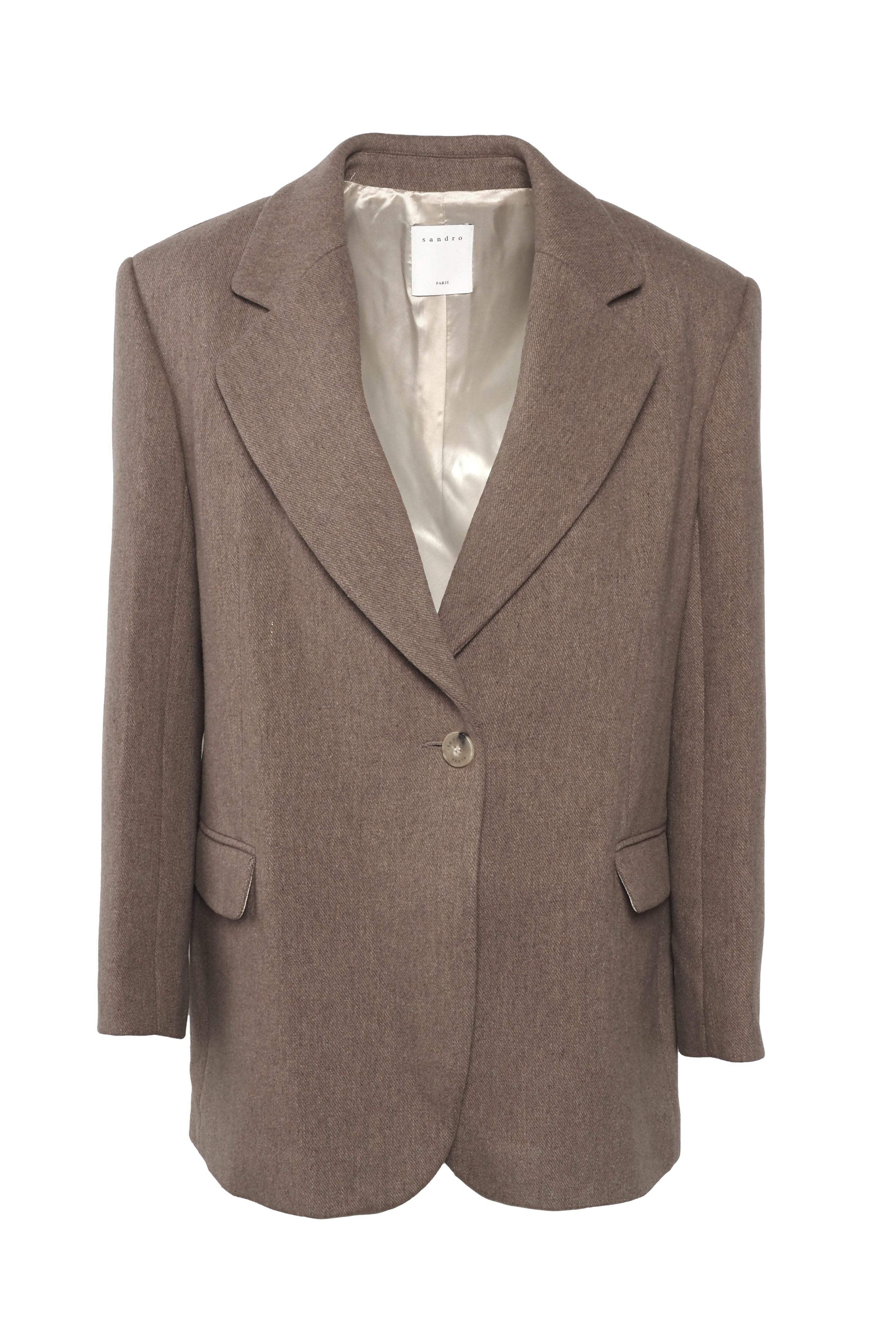 Sandro Women's Brown Wool Blend Suit Jacket Size 38 FR 10 UK 6 US SFPVE00568