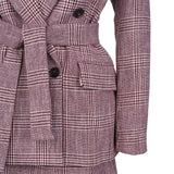 Maje Women's Bordeaux Check Jacket and Skirt Set Size 38 M UK 10