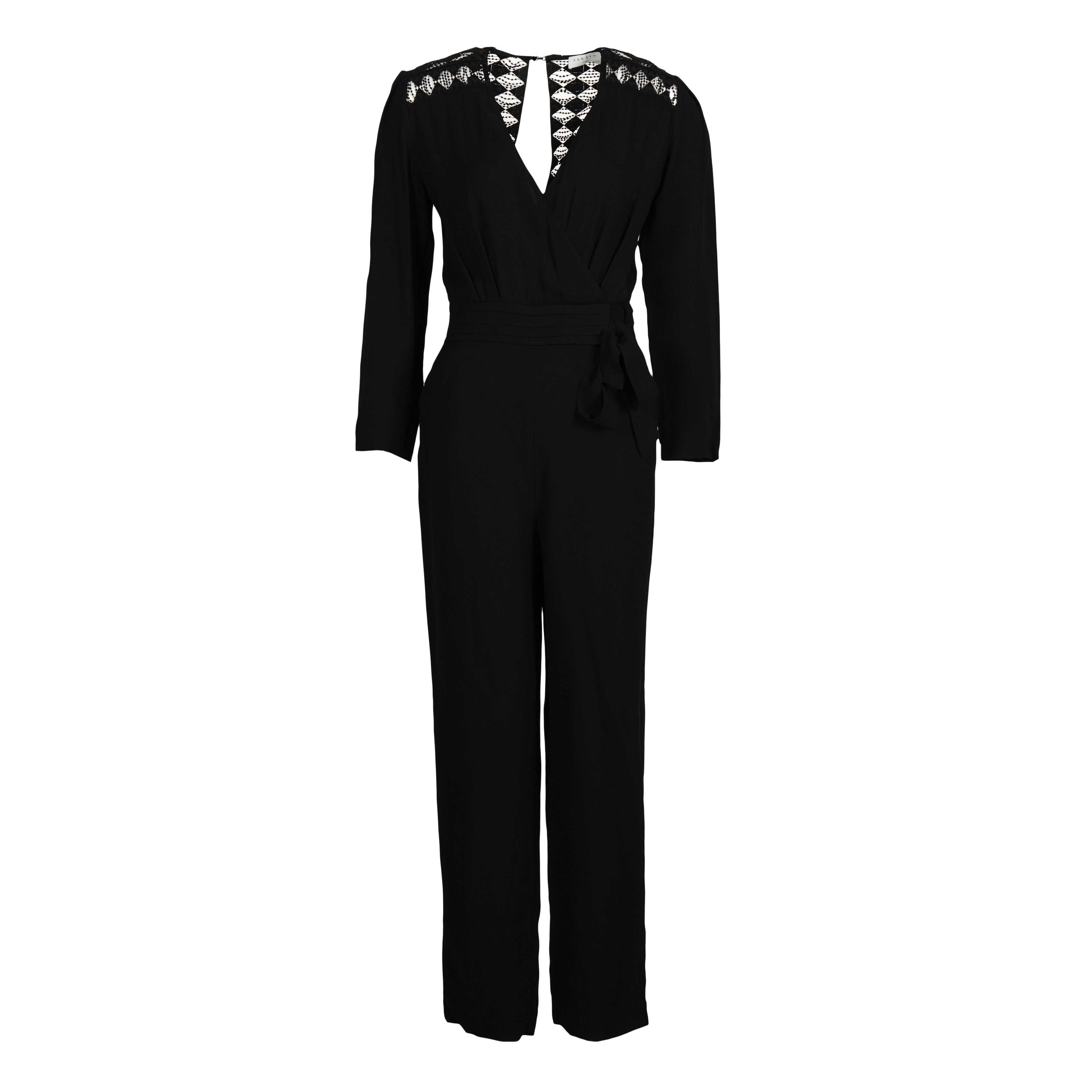 Sandro Women's Black V-Neck Viscose Jumpsuit Size 40 FR 12 UK 8 US SFPCO00036