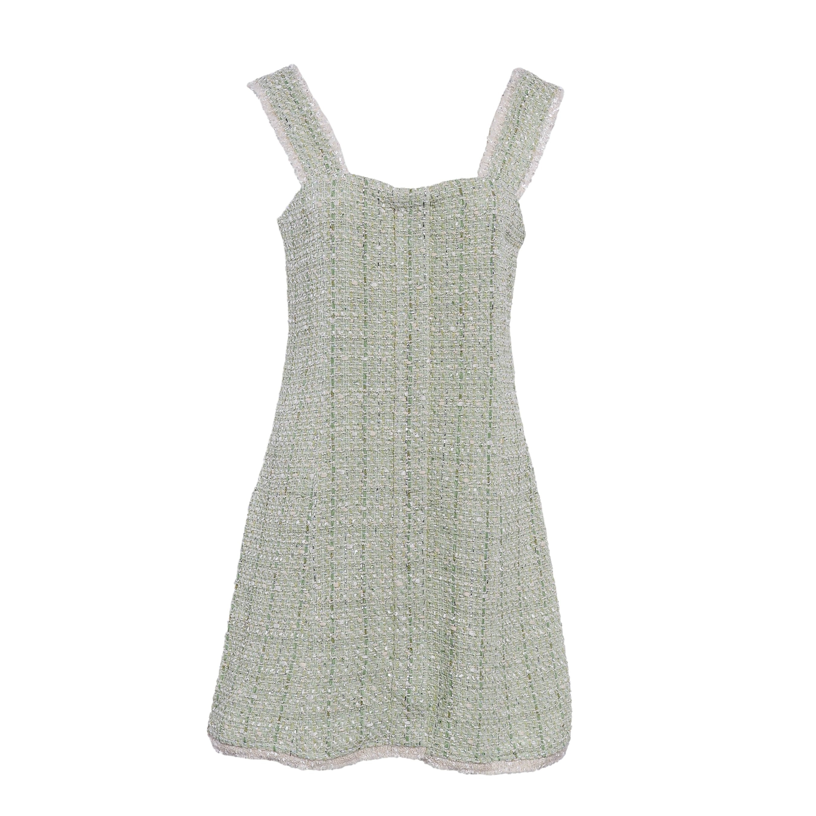 Maje Women's Green Sleeveless Tweed Short Dress Size 40 FR 12 UK 8 US MFPRO02205