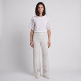 Maje Women's Ecru Crochet Knit Wide Leg Trousers Size 40 FR 12 UK 8US MFPPA00293