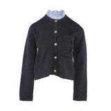 Sandro Women's Grey Logo Wool Blend Cardigan Size 42 FR 14 UK 10 US SFPCA00699