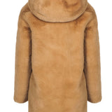 Sandro Women's Brown Faux Fur Hooded Coat Size 36 FR 8 UK 4 US SFPOU00196