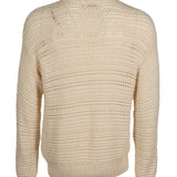 Sandro Men's Ecru Open Work Knit 100% Cotton Sweater Size S SHPTR00359