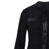 Maje Women's Black Velvet Tweed Vinyl Short Dress Size 36 FR 8 UK 4US MFPRO02619