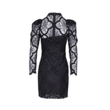 Sandro Women's Black Lace Puff Sleeve Short Dress Size 34 FR 6 UK 2 US R20234H