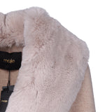 Maje Women's Beige Fur Wool Blend Long Coat Size 36 FR 8 UK 4 US MFPOU00696