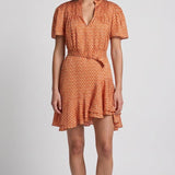 Sandro Women's Orange Floral Satin Short Dress Size 40 FR 12 UK 8 US SFPRO02264