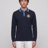 Hackett London Top-Pullover mit gesticktem Logo und Kragen „ Strick “, blau, Größe S, HM550961