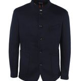 Hackett London Men's Navy Herringbone Knit Wool Blend Jacket Size 42 R HM443026