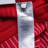 Sandro Paris Women's Red Knitted Striped Long Skirt Size 36 FR 8 UK 4 US J2453E