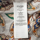 Maje Women's Multicolour V-Neck Short Satin Dress Size 34 XS 6 MFPRO01501