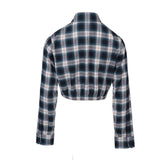 Maje Women's Green Check Cropped Cotton Shirt Size 2 M 10 MFPCM00354