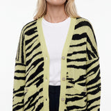 Maje Women's Yellow Zebra Print Cardigan Size 38 FR 10 UK 6 US MFPCA00345