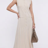 Sandro Women's Beige Knit Beaded Long Dress Size 42 FR 14 UK 10 US SFPRO03404