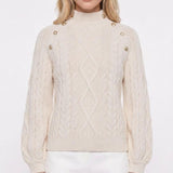 Maje Damen-Pullover in Ecru, geflochten, „ Strick “, grob gestrickt, Größe 36 FR, 8 UK, 4 US, MFPPU00537