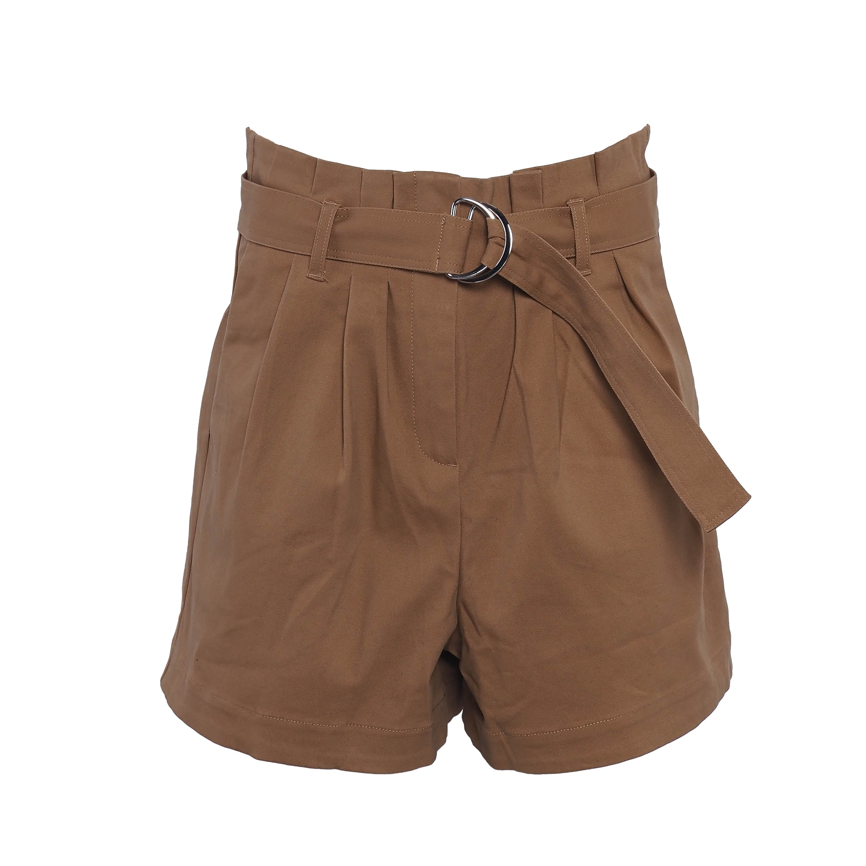 Maje Women's Beige Belted Cotton Shorts Size 40 FR 12 UK 8 US MFPSH00259