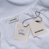 Sandro Men's White Embroidered Logo Zip Up Sweater Size M SHPSW00587