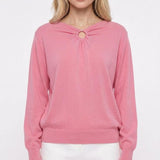 Sandro Women's Pink Knit Wool Cashmere Sweater Size 40 FR 12 UK 8 US S2376E