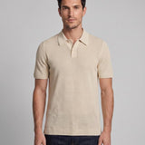 Sandro Men's Beige Knit Viscose Open Work Polo Shirt Size S SHPTR00531