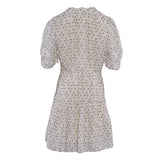 Sandro Paris Kurzes Damenkleid aus Viskose-Leinen mit Blumenmuster in Ecru, Größe 42 XL, SFPRO02576