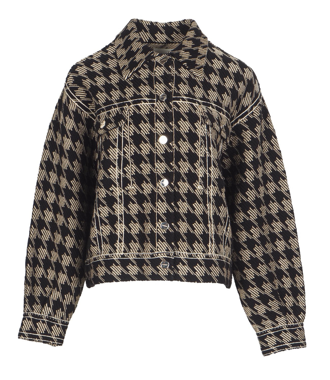 Sandro Women's Black Houndstooth Jacket Size 36 FR 8 UK 4 US SFPCA00553