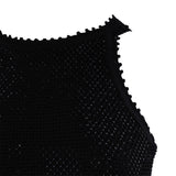 Sandro Damenkleid aus glänzendem, schwarzem Netzstoff, lang Größe 36 FR 8 UK 4 US SFPRO03101