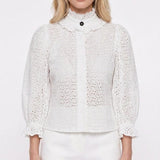 Sandro Women's White 100% Cotton Blouse Size 36 FR 8 UK 4 US SFPCM00468